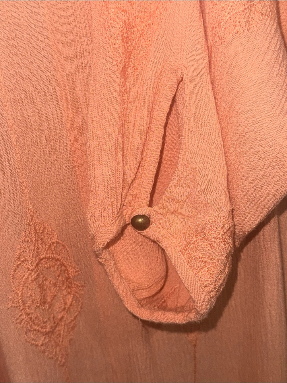 Knox Rose Peach Long-Sleeve Embroidered Boho Tunic Dress - Picture 10 of 12